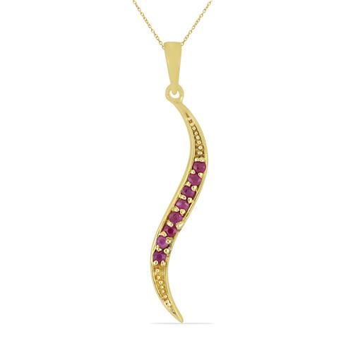 BUY GENUINE GLASS-FILLED RUBY GEMSTONE BRASS PENDANT